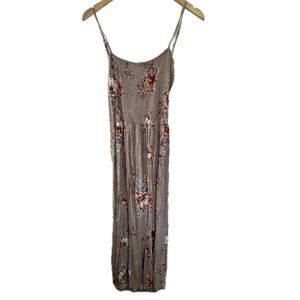 NWT Byron Bay Mota Boutique Crinkle Floral Smocked Open Back Tie Maxi Dress M